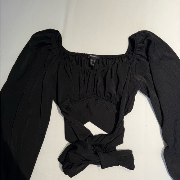 Forever 21 Black Puff Sleeve Blouse - Picture 1 of 4